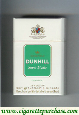 Dunhill Super Lights Menthol white and green cigarettes hard box